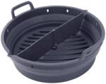  DAM ELECTRONICS kerek, összecsukható szilikon airfryer forma fogantyúkkal - 22 × 19 × 6 cm - élelmiszeripari minőség - fekete (8434600252583)