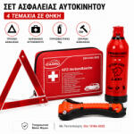 Carro Set de Siguranță Auto 246567, 4 Piese, Husă cu Fermuar, Triunghi, Trusă de Prim Ajutor, Extinctor 1kg, Ciocan de Siguranță Auto pentru Situații de Urgență, Spargător de Geamuri (CA-246567)