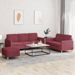 vidaXL Set canapea cu perne, 3 piese, rosu vin, material textil GartenMobel Dekor (3202132) Canapea