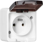 ORNO Priză aplicată simplă 2P+E, rezistentă la stropire cu capac fumuriu, IP44, SMART, albă (O-NT-16SL_BIALY)