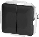 ORNO Comutator dublu încastrat cu trei căi Pearl, 10A, 250V, WP-2/5P, negru (O-OR-OE-7702_2_B)