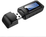 Techstar Transmitator receptor audio 2 in 1 Techstar® OT07, Bluetooth 5.0, Afisaj LCD, Port USB, AUX 3.5 mm, Compatibil TV sau Home Cinema, Negru (SKU2976)