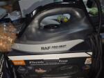 RAF Fier de calcat cu talpa ceramica RAF Express Steam R. 1229G de voiaj, 2000W, Jet de abur 120 g/min, protective la supraincalzire, abur variabil 0-35 g/min, 270 ml, dimensiune cm, negru/albastru (sid93
