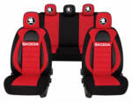 AutoHelix MSA Set Huse Scaune Universale Racing, Visiniu cu Negru Personalizate cu Skoda Nou (RAC44490.17)
