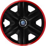 AutoHelix MSA Set 4 Capace Roti pentru Volkswagen, model Fast Black Cu Rama Rosie, R16 (22972)