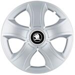 AutoHelix MSA Set 4 Capace Roti 16 inchi (R16) Bis Gri, Compatibile Cu Skoda Alb Negru (20316)