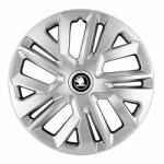 AutoHelix MSA Set 4 Capace Roti 15 inchi (R15) Raven Gri, pentru Skoda Alb Negru (20231)