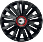 AutoHelix MSA Set 4 capace roti Negre Cu Inel Rosu Royal R15 Compatibil Cu Fiat (10802)