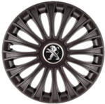 AutoHelix MSA Set 4 Capace Roti 15 inchi (R15) Dino Negru, Compatibile cu Peugeot (3977-3977)