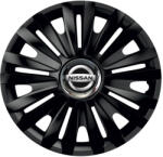 AutoHelix MSA Set 4 capace roti Negre Cu Inel Cromat Royal R15 Compatibil Cu Nissan (10640)