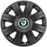 AutoHelix MSA Set 4 Capace Roti 15 inchi (R15) Cosmos Negru, Compatibile cu Skoda (3848)