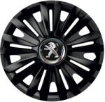 AutoHelix MSA Set 4 capace roti Negre Cu Inel Cromat Royal R16 Compatibil Cu Peugeot (10647)