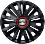 AutoHelix MSA Set 4 capace roti Negre Cu Inel Rosu Royal R16 Compatibil Cu Seat (10854)