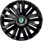 AutoHelix MSA Set 4 capace roti Negre Cu Inel Cromat Royal R14 Compatibil Cu Skoda (10657)