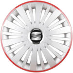 AutoHelix MSA Set 4 Capace Roti, potrivite jantelor de R16, pentru Seat, model falcon argintiu cu rama rosie (13158)