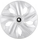 AutoHelix MSA Set 4 Capace Roti potrivite jantelor de 14 inch, pentru Skoda Alb Negru model Luna Crom (18026)