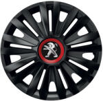 AutoHelix MSA Set 4 capace roti Negre Cu Inel Rosu Royal R16 Compatibil Cu Peugeot (10845)