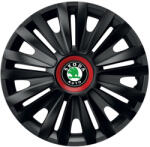AutoHelix MSA Set 4 capace roti Negre Cu Inel Rosu Royal R15 Compatibil Cu Skoda (10856)