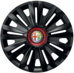 AutoHelix MSA Set 4 capace roti Negre Cu Inel Rosu Royal R16 Compatibil Cu Alfa Romeo (10782)
