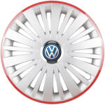 AutoHelix MSA Set 4 Capace Roti, potrivite jantelor de R16, pentru Volkswagen, model falcon argintiu cu rama rosie (13179)