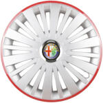 AutoHelix MSA Set 4 Capace Roti, potrivite jantelor de R16, pentru Alfa Romeo, model falcon argintiu cu rama rosie (13086)