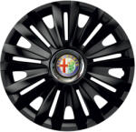 AutoHelix MSA Set 4 capace roti Negre Cu Inel Cromat Royal R16 Compatibil Cu Alfa Romeo (8980)