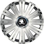 AutoHelix MSA Set 4 Capace Roti potrivite jantelor de 16 inch, pentru Skoda Nou Alb-Negru, model Active Crom (17713)