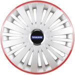 AutoHelix MSA Set 4 Capace Roti, potrivite jantelor de R16, pentru Volvo, model falcon argintiu cu rama rosie (13182)