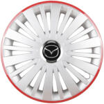 AutoHelix MSA Set 4 Capace Roti, potrivite jantelor de R16, pentru Mazda, model falcon argintiu cu rama rosie (13131)