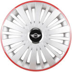 AutoHelix MSA Set 4 Capace Roti, potrivite jantelor de R16, pentru Mini, model falcon argintiu cu rama rosie (13137)