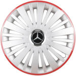 AutoHelix MSA Set 4 Capace Roti, potrivite jantelor de R16, pentru Mercedes-Benz, model falcon argintiu cu rama rosie (13134)