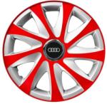 AutoHelix MSA Set 4 capace roti 14 inchi R14 Drift Rosu-Gri, Compatibil cu Audi (6055)