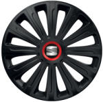 AutoHelix MSA Set 4 capace roti Negre Cu Inel Rosu Trend R16 Compatibil Cu Seat (10953)