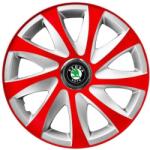 AutoHelix MSA Set 4 capace roti 14 inchi R14 Drift Rosu-Gri, Compatibil cu Skoda (6123)