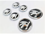 Autohelix Msa Set embleme sigle Skoda, 6 piese, negru - argintiu, capace jante 60 mm, sigla capota 90 mm, sigla portbagaj 80 mm (sets Skoda2)