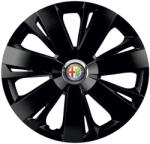 AutoHelix MSA Set 4 capace roti Negre Cu Inel Cromat Energy R15 Compatibil Cu Alfa Romeo (8490)