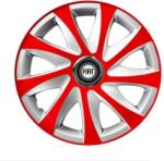 AutoHelix MSA Set 4 capace roti 14 inchi R14 Drift Rosu-Gri, Compatibil cu Fiat (6073)