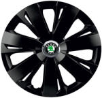 AutoHelix MSA Set 4 capace roti Negre Cu Inel Cromat Energy R16 Compatibil Cu Skoda (8956)