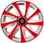 AutoHelix MSA Set 4 capace roti 14 inchi R14 Drift Rosu-Gri, Compatibil cu Suzuki (6129)