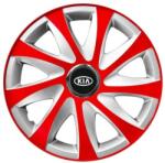 AutoHelix MSA Set 4 capace roti 14 inchi R14 Drift Rosu-Gri, Compatibil cu Kia (6085)