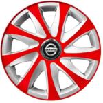 AutoHelix MSA Set 4 capace roti 14 inchi R14 Drift Rosu-Gri, Compatibil cu Nissan (6105)