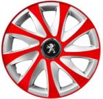 AutoHelix MSA Set 4 capace roti 14 inchi R14 Drift Rosu-Gri, Compatibil cu Peugeot (6111)
