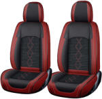 Carguard Huse auto premium 5 locuri Carguard Deluxe piele ecologică perforată și textil - roșu închis - negru (HSA020) - autohelix
