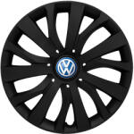 Autohelix Msa Set 4 capace roti 16 inch (R16) compatibile Volkswagen, Model - 432 Black Edition, Sigla Albastra (432VwAlbastruBlack)
