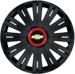 AutoHelix MSA Set 4 capace roti Negre Cu Inel Rosu Active R15 Compatibil Cu Chevrolet (10691)