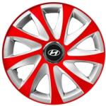 AutoHelix MSA Set 4 capace roti 14 inchi R14 Drift Rosu-Gri, Compatibil cu Hyundai (6079)