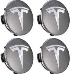 Autohelix Msa Set 4 capace Tesla, 57mm, ARGINTIU/GRI, pentru jante aliaj cu inel de fixare (iro244-1)
