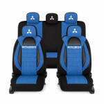 AutoHelix MSA Set Huse Scaune Universale Racing, Albastru cu Negru Personalizate cu Mitsubishi (RAC44491.8)