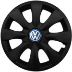 AUTOHELIX MSA Set 4 capace roti potrivite jantelor de 15 inchi (R15) compatibile VOLKSWAGEN, Model - 316 Black Edition, Sigla Albastra (316VwAlbastruBlack)