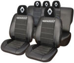 AutoHelix MSA Set Huse Scaune Universale Din Piele Ecologică Si Alcantara Personalizate Cu Renault, Negre (HLX08649.14)